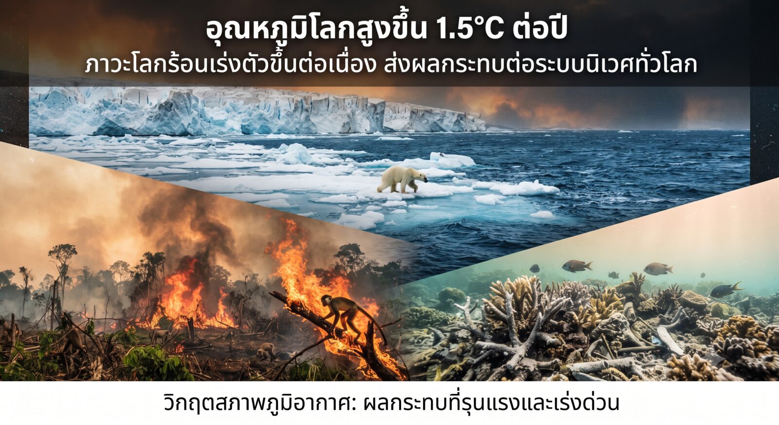อุณหภูมิโลกสูงขึ้น 1.5°C ต่อปี